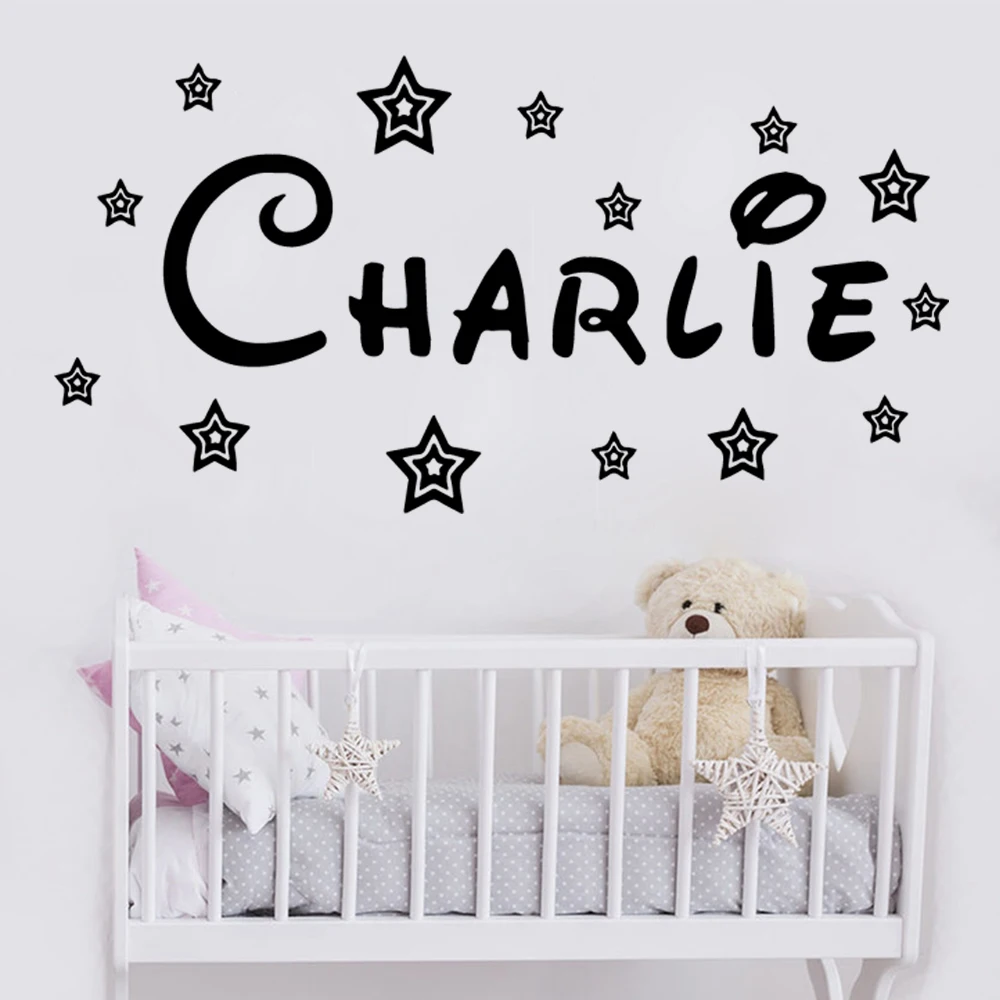 Милые маленькие звезды Пользовательское Имя стены Стикеры для декор комнаты