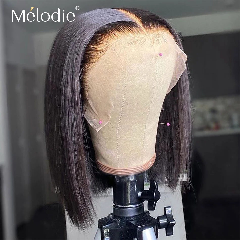 Бразильские прямые короткие парики Melodie с короткими кружевами фронтальные 13x4