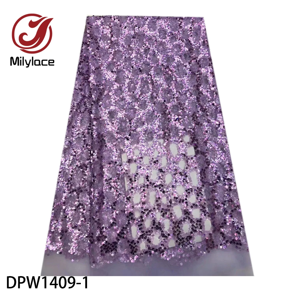 

Luxury French Mesh Lace Fabric Nigerian Lace Fabric 2020 High Quality Lace Sequin Lace Fabric for Women Party Dresses DPW1409