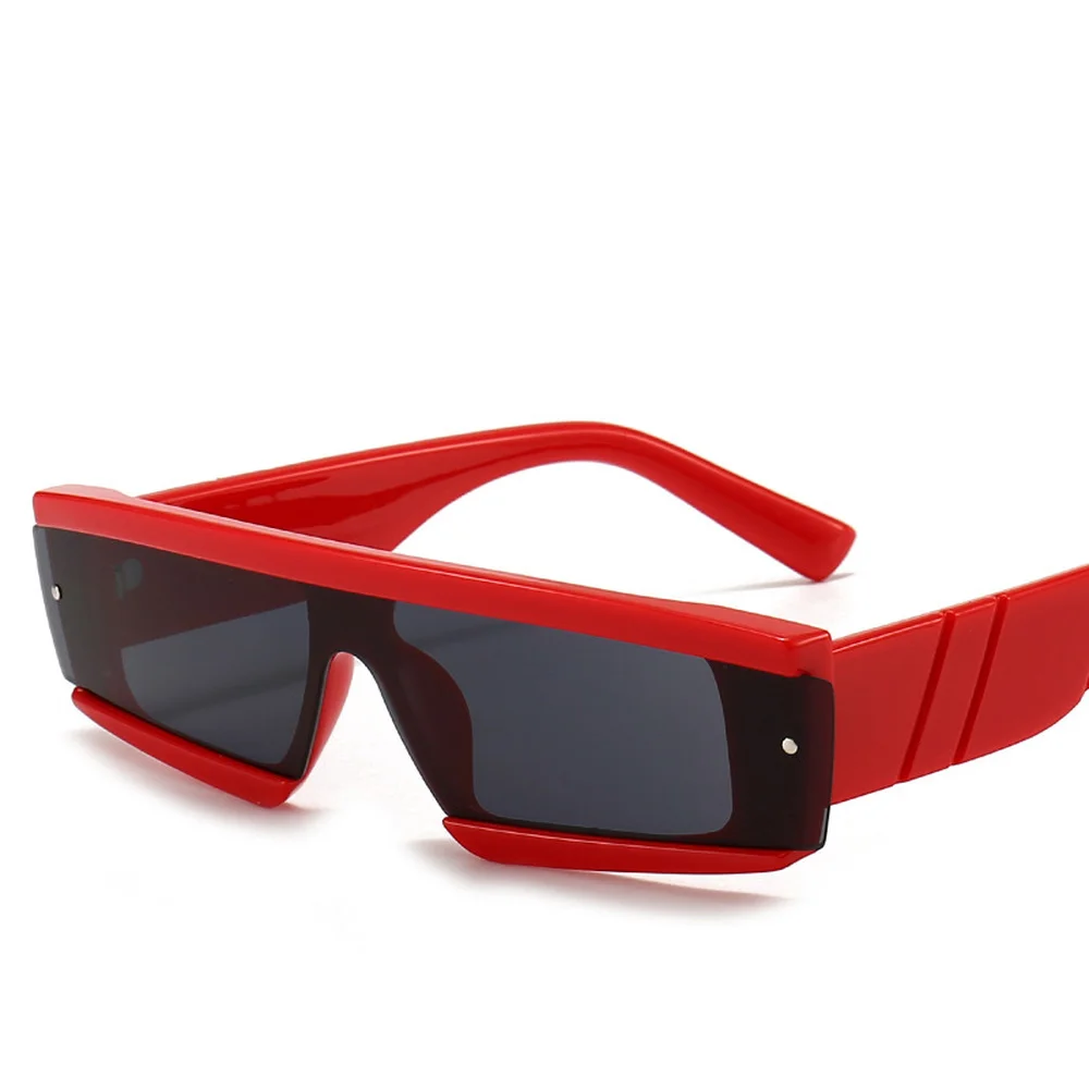 

Small Rectangle Women Sun Glasses Flat Top Men UV Shades Retro Glasses Siamese Lens Black Sunglasses White Decoration Eyewear