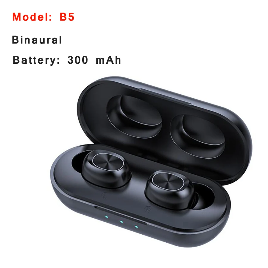 B5 300mAh TWS V5.0 Bluetooth наушники Беспроводная гарнитура спортивные беспроводные стерео наушники HIFI наушники с микрофоном для телефона - Цвет: B5 300mAh