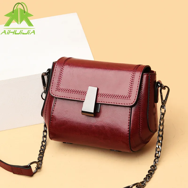 

Fashion Retro Womens Genuine Leather Embroidery Thread Messenger Bag 2021 New Solid Color Shoulder Bags Travel Women Handbag
