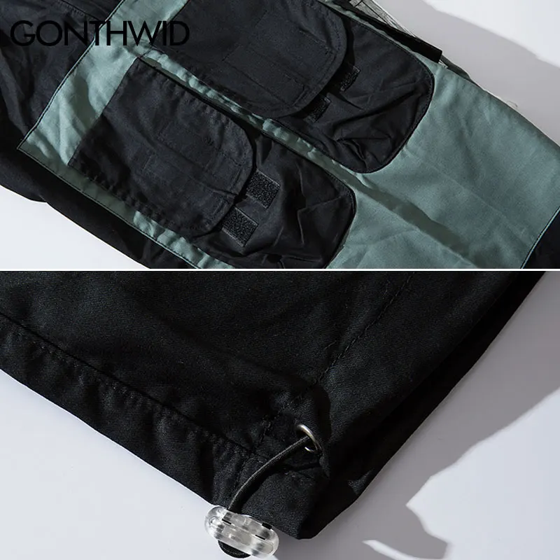 GONTHWID много карманов цветной блок пэчворк джоггеры брюки-шаровары уличная одежда