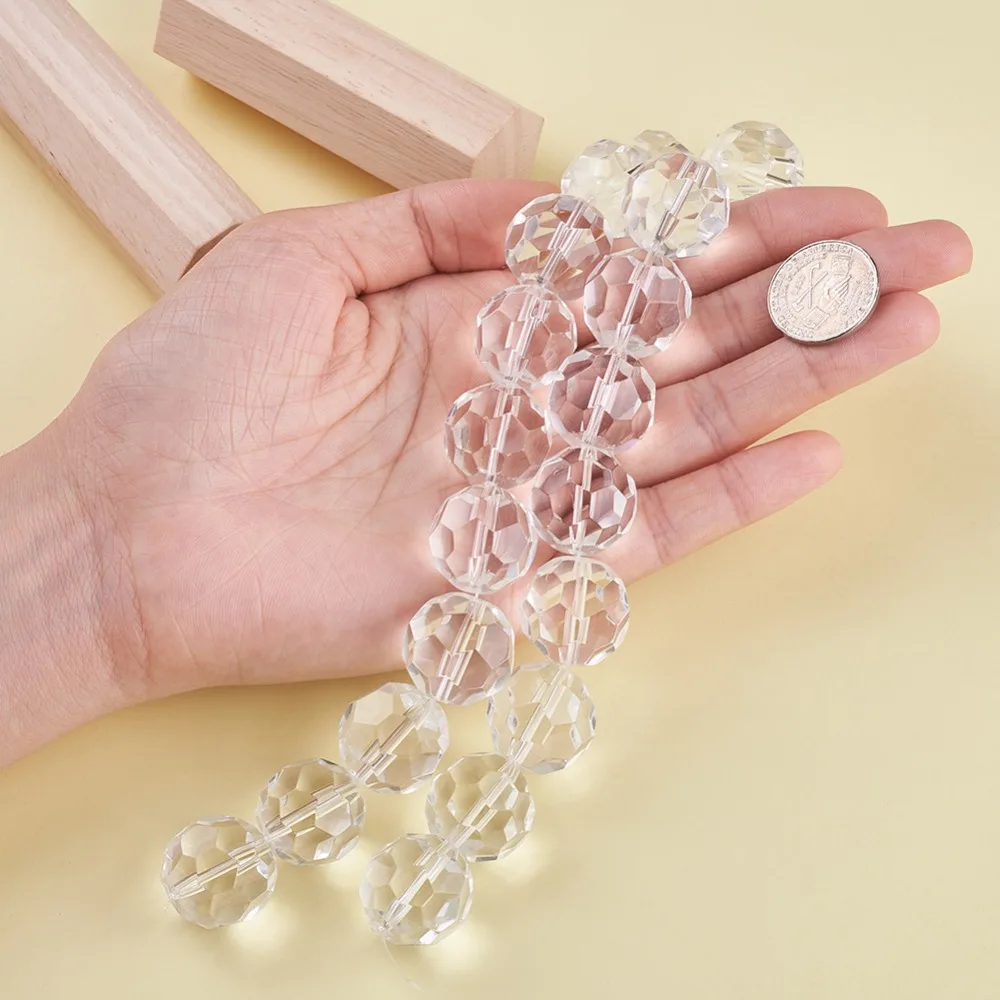 Круглые бусины из прозрачного граненого стекла 1 нить 6/8/10/12/18/20 мм для