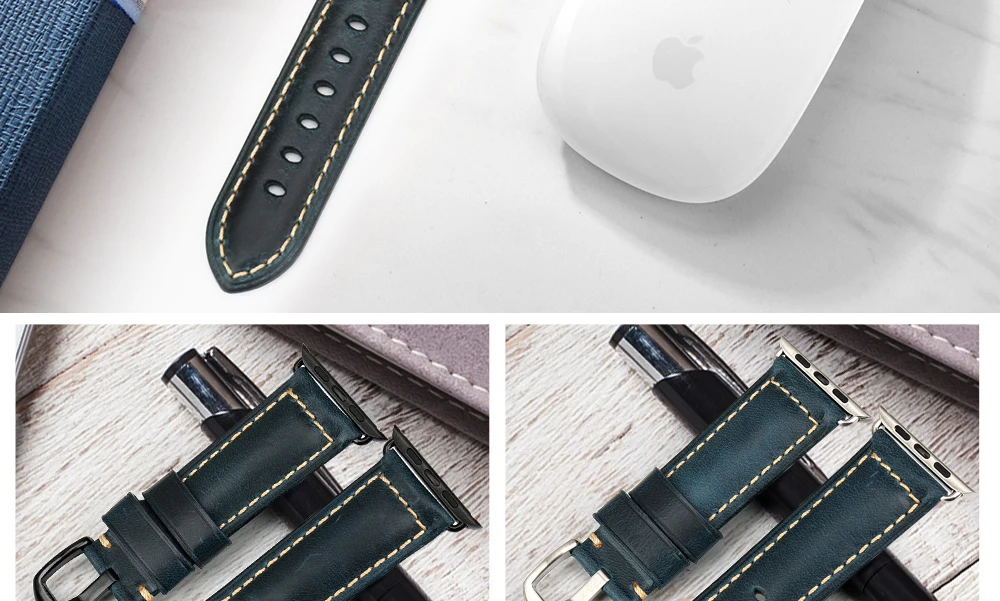 Кожаный браслет MAIKES для Apple Watch 42 мм, 38 мм, 44 мм, 40 мм, серия 4, 3, 2, ремешок для Apple Watch iWatch, ремешок для часов