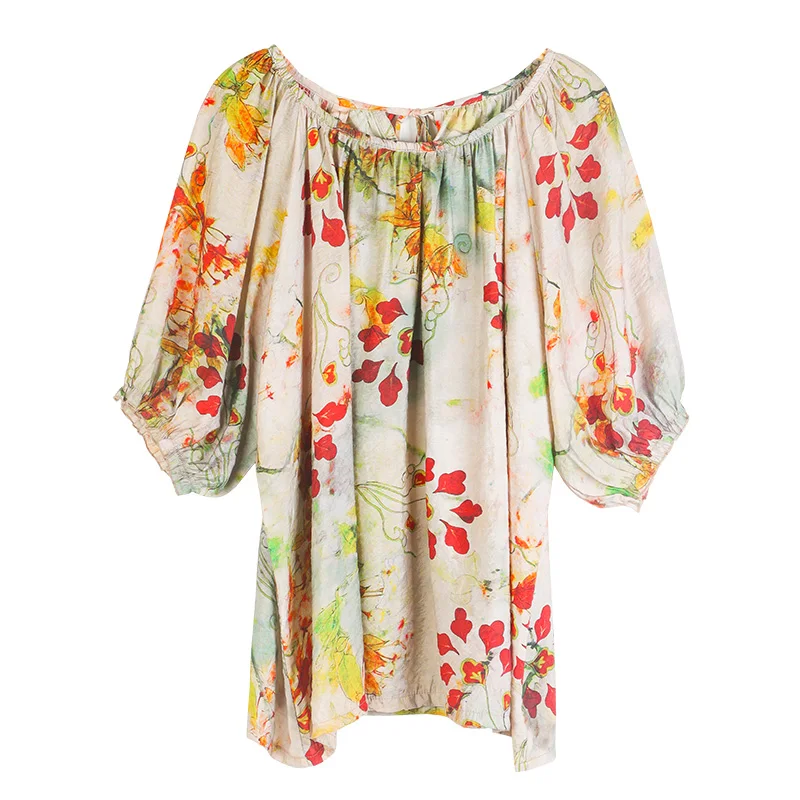 

Cotton Linen Blouses Tops Plus Size Floral Print Women Clothing Summer 2021 Lady Fashion Casual Short Sleeve Top TShirts
