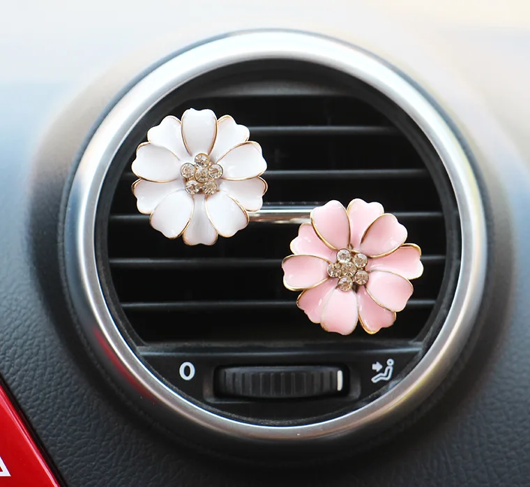Автомобильный зажим Стразы для выхода воздуха маленькая Маргаритка цветок