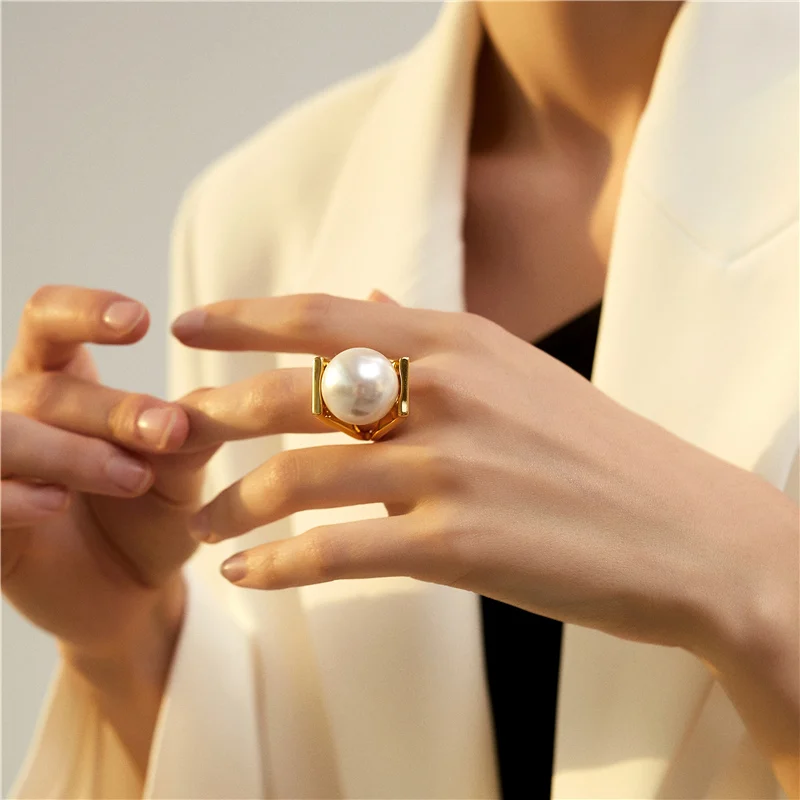 

Perlen Gold Farbe Metall Hohl bertreibung Design Finger Erweiterte sinn Ringe fr Frauen Mdchen Party Geschenk