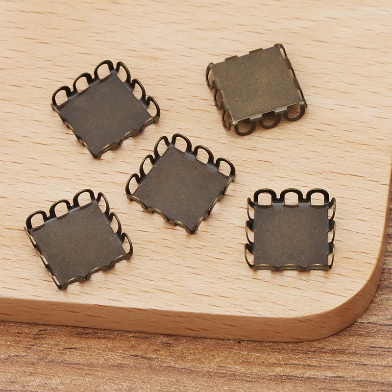 100 шт 12 мм кабошон база медный квадратный лоток DIY аксессуары для изготовления