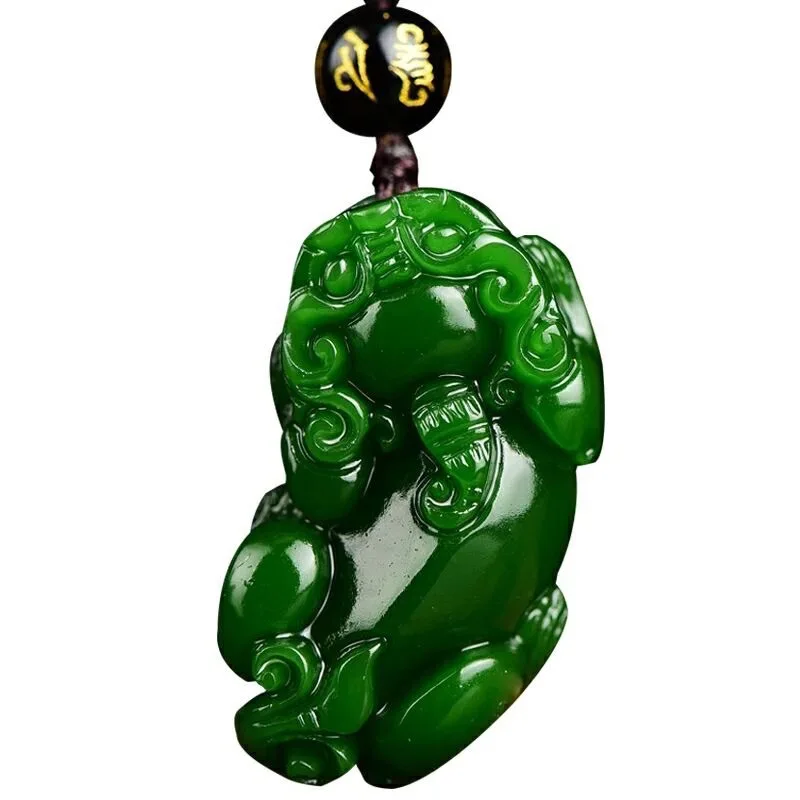 

Natural Green Hand Carved Brave Troops Jade Pendant Fashion Jewelry Men's and Women's Brave Troops Necklaces