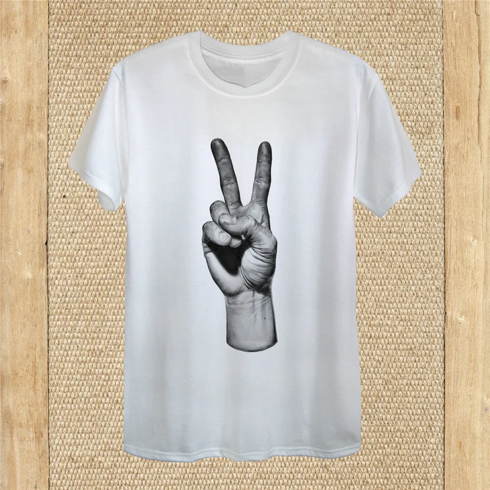 

Artwork Peace Hand T-Shirt Design Fun Retro Summer Style Unisex Women Fitted Slogans Customized Tee Shirt