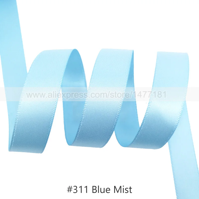 311 Blue Mist 25 Yards) 6 9 16 25 38 50 мм атласная лента Двусторонняя лента высокого качества полиэстер Двусторонняя лента банты изготовление тканей - Цвет: 311 Blue Mist