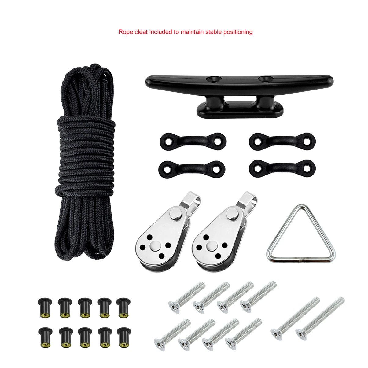 

30ft Rope Water Sports Kayak Accessories Canoe Anchor Trolley Kits System Pulleys Cleats Pad Eyes Well Nuts Screws Boats Deck