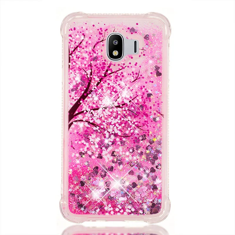 Sakura Блестящие жидкие зыбучие пески Чехлы для samsung Galaxy J4 J6 J3 J7 J2 Pro J4+ J6 Premium J400F J120 J510 J710 задняя крышка - Цвет: Sakura