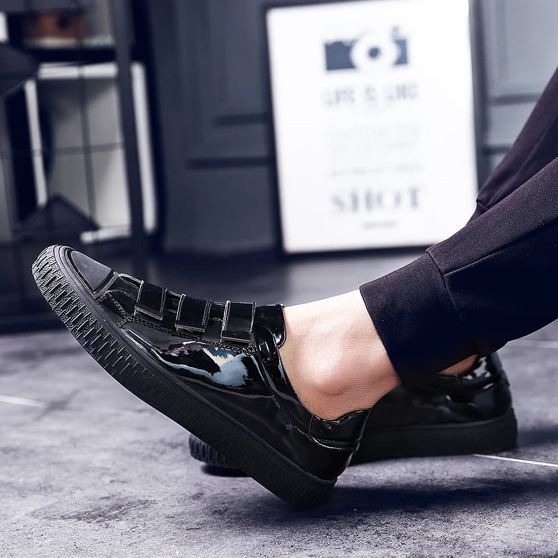 Мужская обувь черные кожаные повседневные лоферы на плоской подошве роскошные