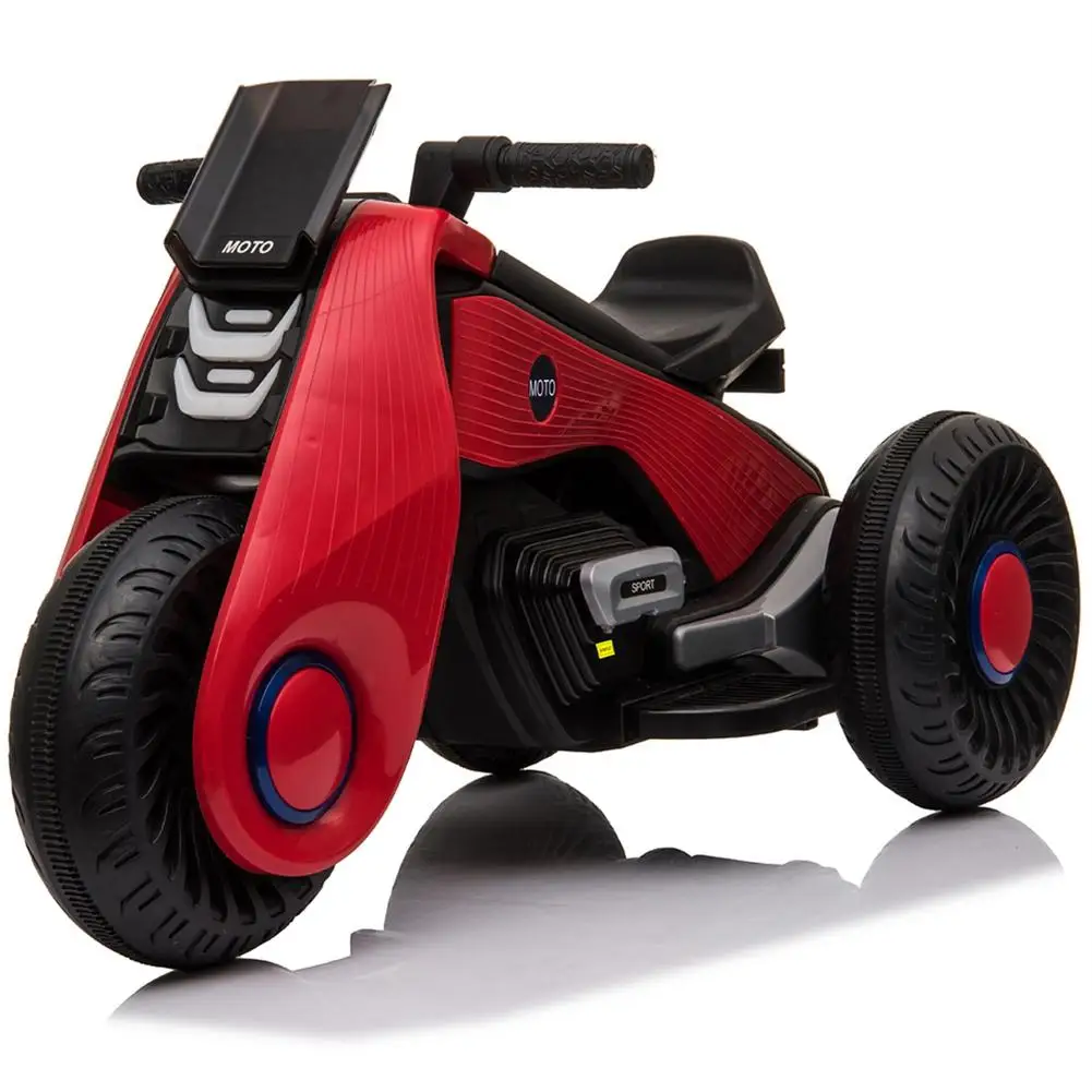 Детский Электрический мотоцикл с 3 колесами двойной привод красные детские