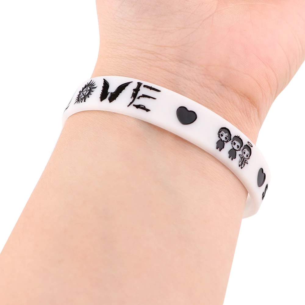 

Supernatural SPN Bracelet Men's Anime Bracelet for Women Jewelry Silicone Wristband Bracelets on Hand Bangles Accessories