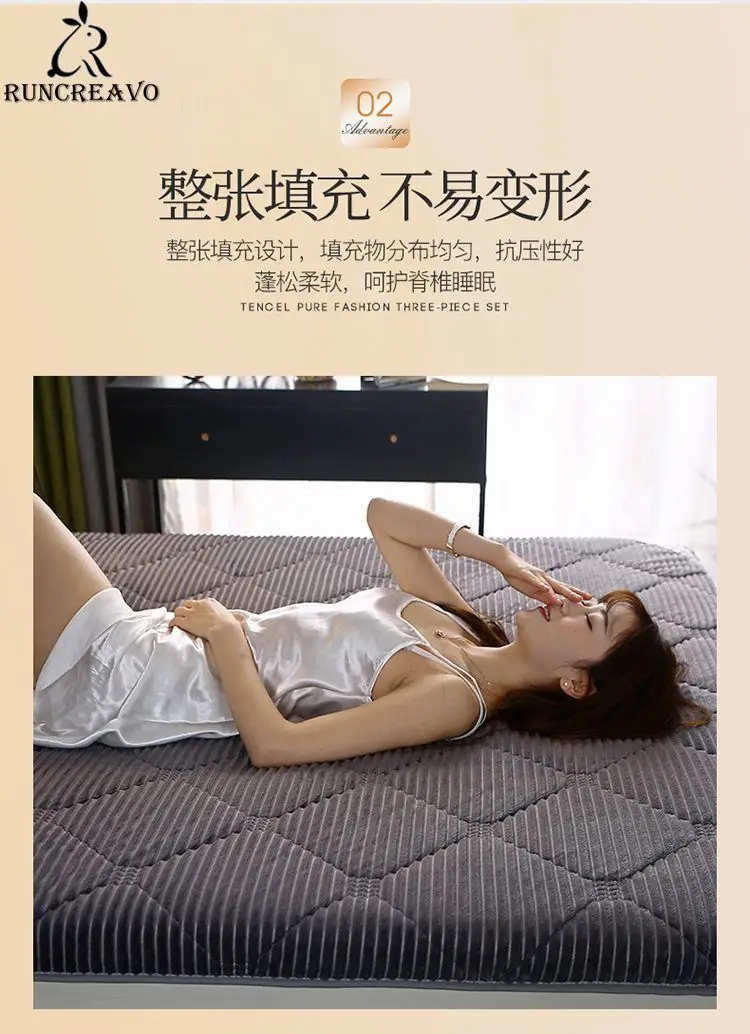 Sponge Filling Comfortable Fabrics Mattress Keep Warm in Winter Can Be Fixed Floor Mat King Queen Twin Full Size Tatami | Мебель