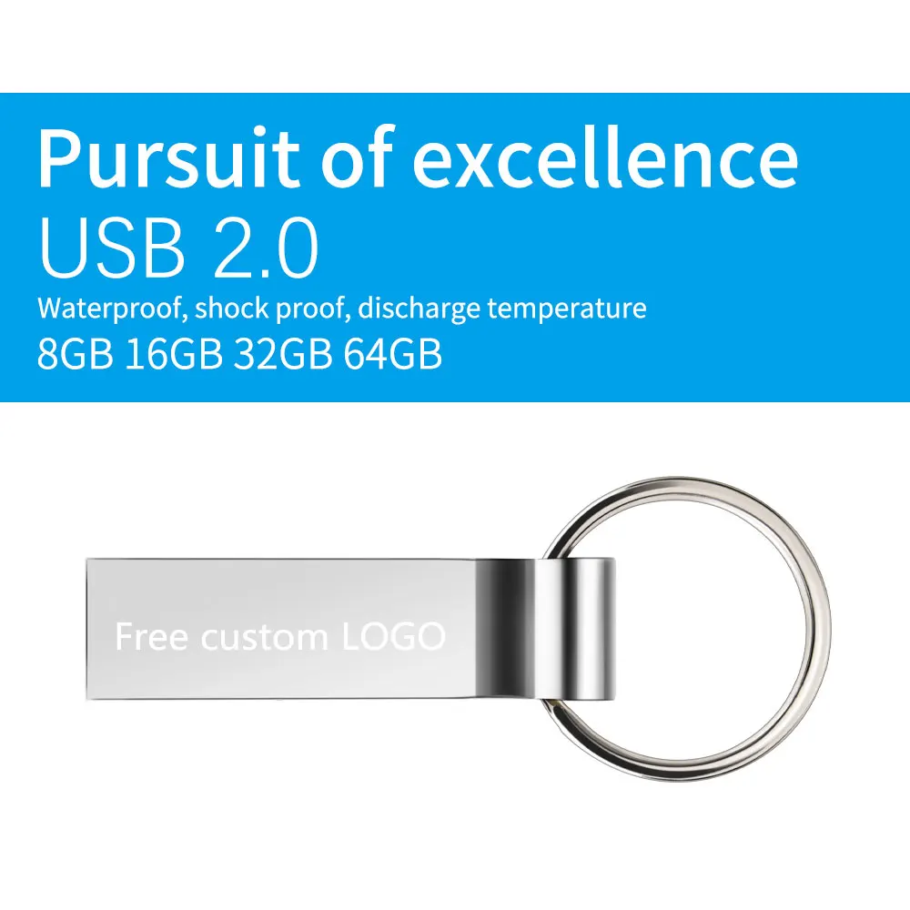 Usb флеш-накопитель, серебристый usb 2,0, металлическая флешка, 128 ГБ, 64 ГБ, 32 ГБ, 16 ГБ, 8 ГБ, 4 Гб, usb карта памяти, брелок, флешка, бесплатный логотип на заказ