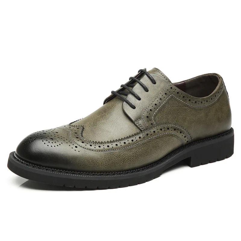

Men Business Dress Shoes Oxford Retro Bullock Classic Business Formal Leather Shoes Zapatos Hombre
