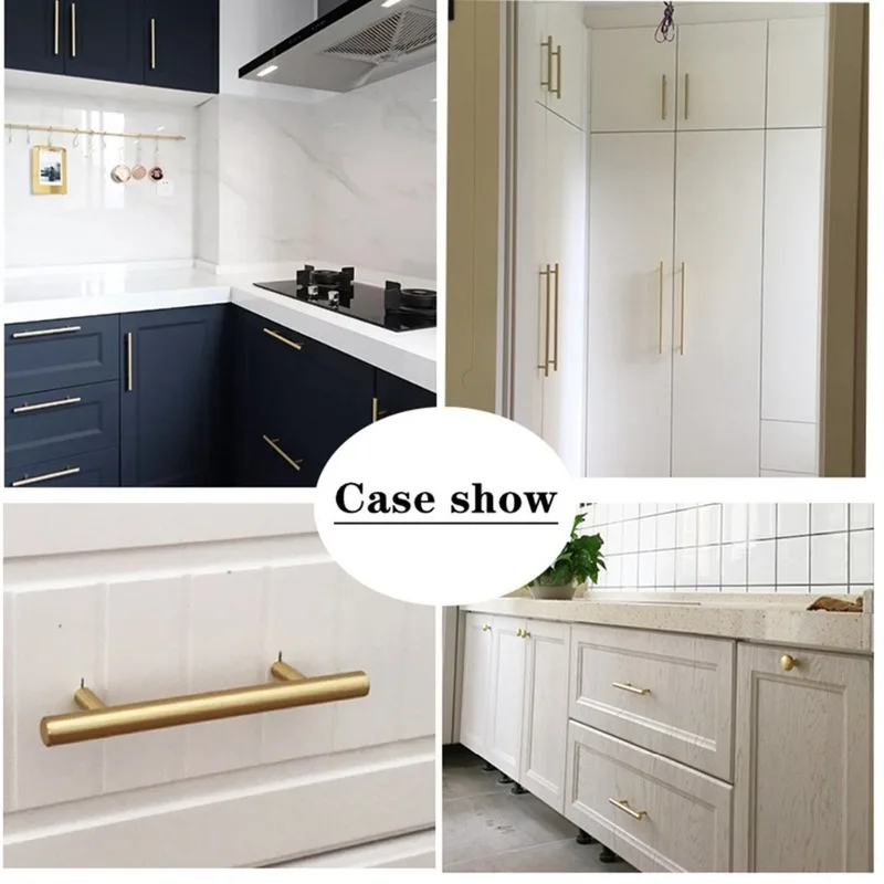 Modern Gold Brushed Straight Cupboard Handles Knobs Stainless Steel Black Kitchen Door Cabinet Pull | Обустройство дома