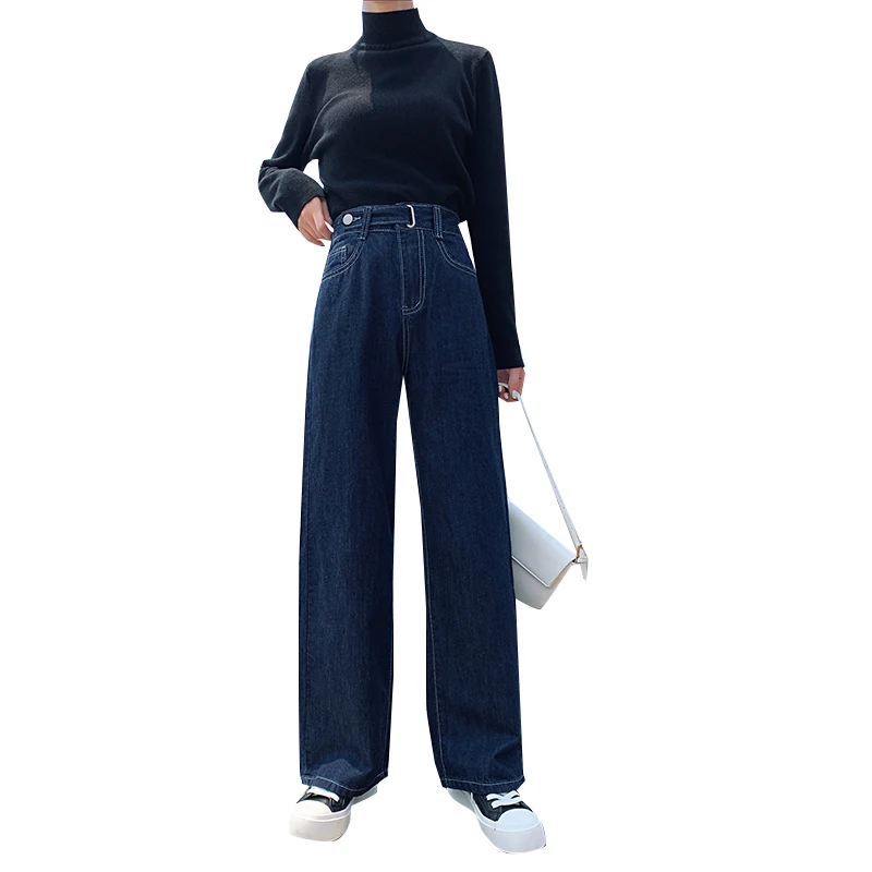 

Factory Sale baggy jeans women High Waist Jeans Cotton Sweet Autumn Winter Women Wide Leg Jeans Women