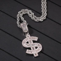 dollar number 0 9 style zircon pendant necklace mirco pave prong setting for men hip hop jewelry bp036