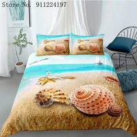 beach conch duvet cover set comforter bedding set 3d printing luxury 3pcs quilt cover single double queen king size home textile