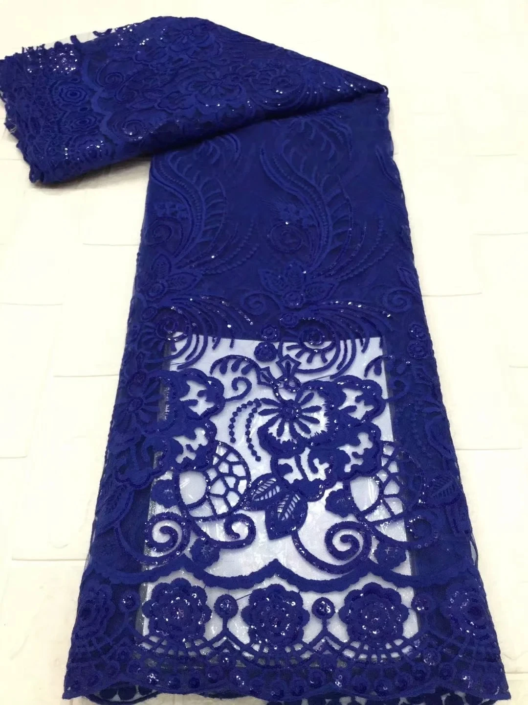 

Latest African Net Lace Fabric 2020 High Quality Sequins Nigerian Lace Fabrics 5Yards French Tulle Lace