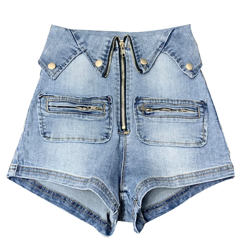 Летние Новые Модные пикантные шорты на молнии с очень высокой талией женские
