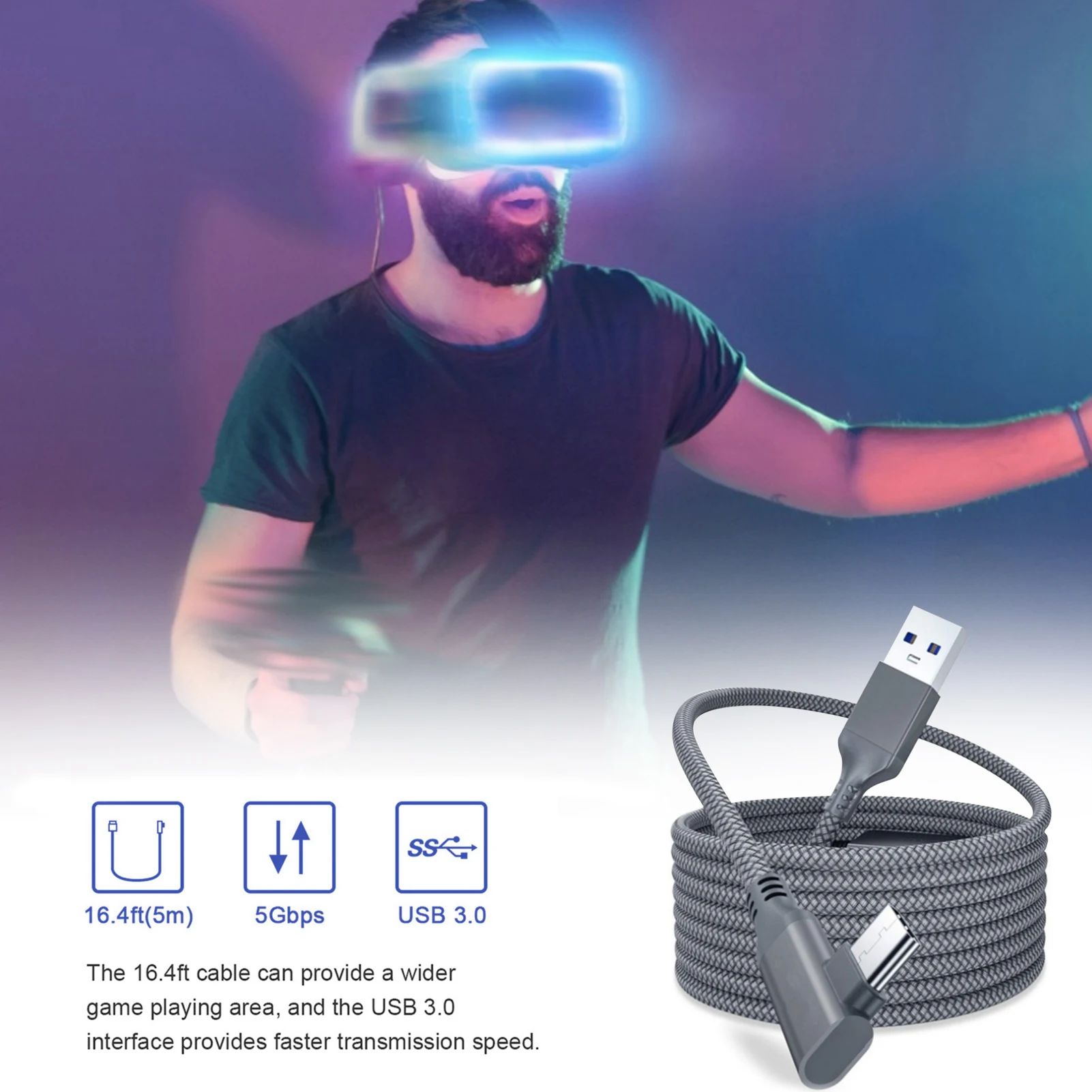 5 м линия передачи данных для Oculus Quest 2 подключения гарнитуры USB 3 0 Тип C зарядки и