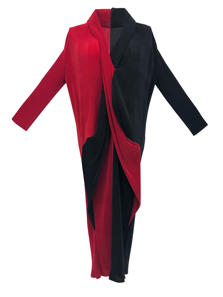 

TVVOVVIN Pleated Dress Women's 2021 Spring New Fashion Criss-cross Contrast Slim Elasticity Mid-length Dress WFJE