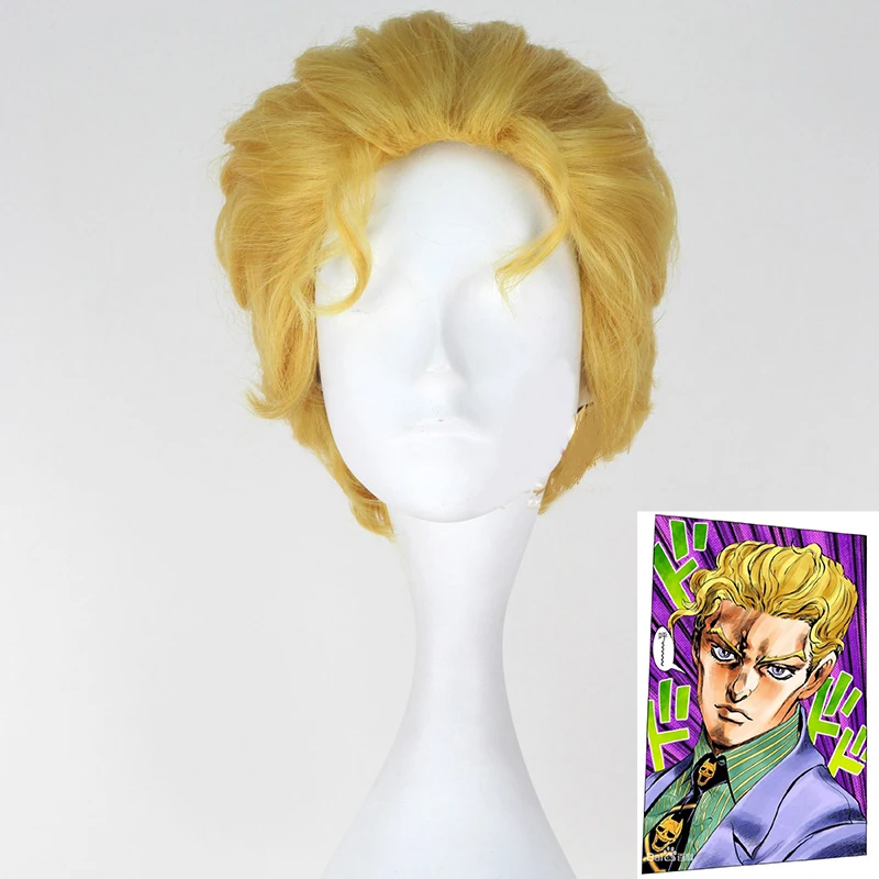 

Anime JoJo bizarre adventure Kira Yoshikage Heat Resistant Cosplay Costume hairwear Wig+Wig Cap