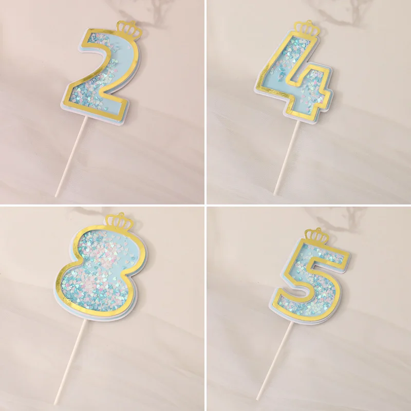 Цифровая свеча с блестками украшение для торта в виде цифр на день рождения 0 1 2 3 4