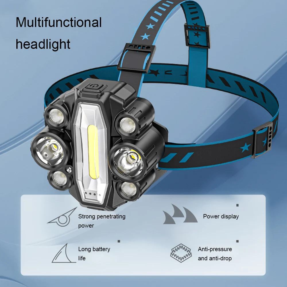 

USB Rechargeable Zoomed LED Headlamp Waterproof 180° Lighting Angle 90° Rotatable 4 Lighting Modes Cycling HeadLight