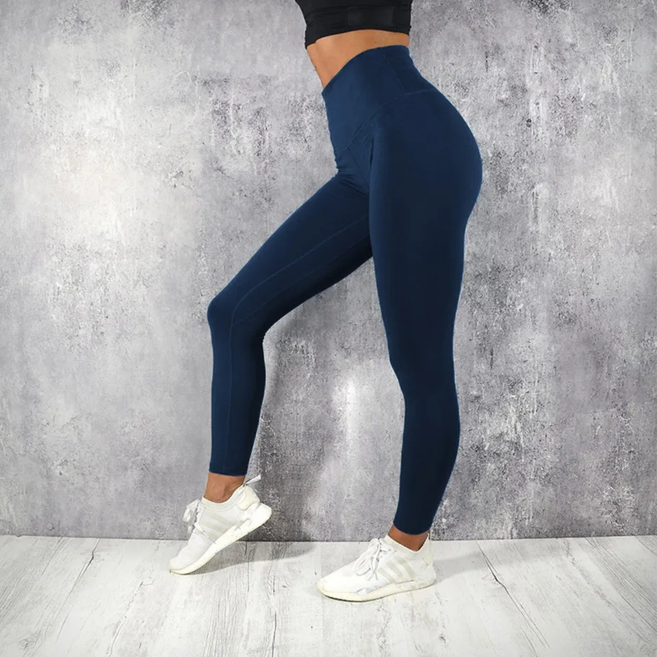 Леггинсы спортивные женские эластичные черные с высокой талией пуш-ап для