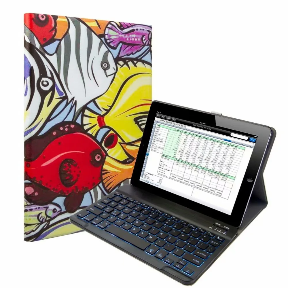 Мультяшный чехол из ткани с 7 подсветкой светильник-клавиатура для Apple IPad 9,7 Air 1 2 Pro 9,7 планшет Bluetooth клавиатура чехол