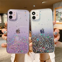 ottwn clear glitter phone case for iphone 12 11 pro max xs max xr x 7 8 plus 12 mini se 2020 cute gradient rainbow sequins coque