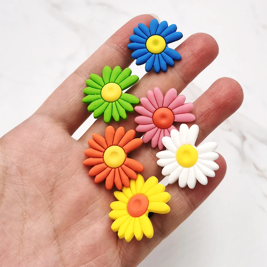 

Novel 1Pcs PVC Shoe Charms Colorful Flowers Sandals Accessories DIY Shoe Buckle Decoration Fit Croc JIBZ Kids X-mas Gift