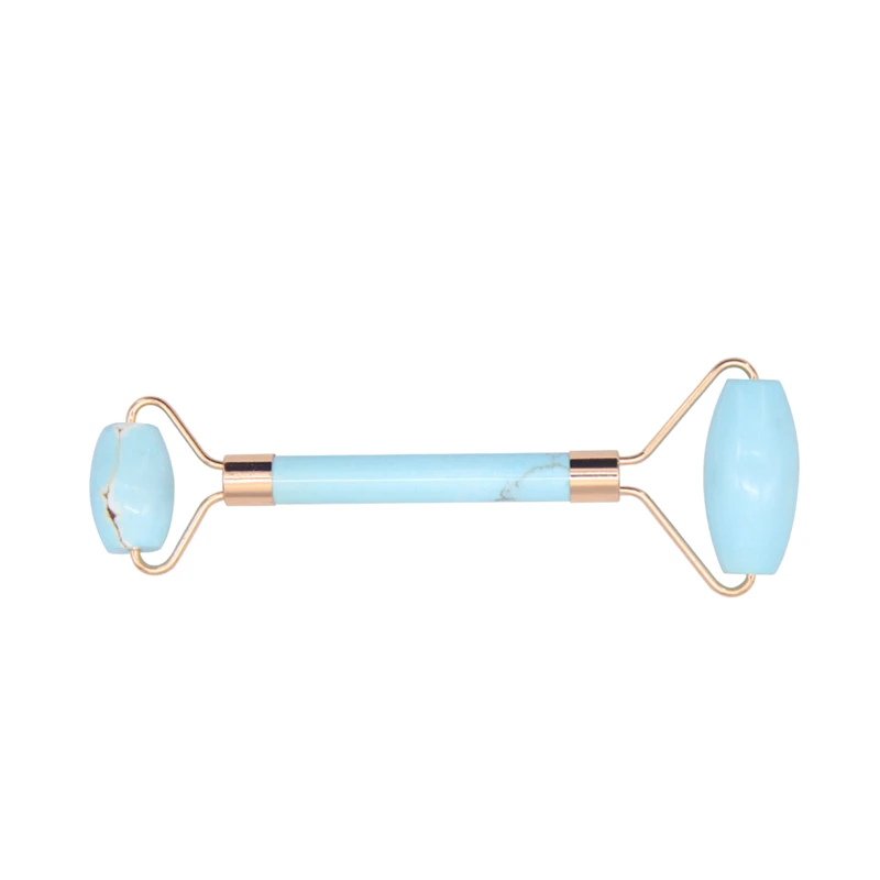 Массажный ролик с двойной головкой натуральный бирюзовый кварц нефрит камень