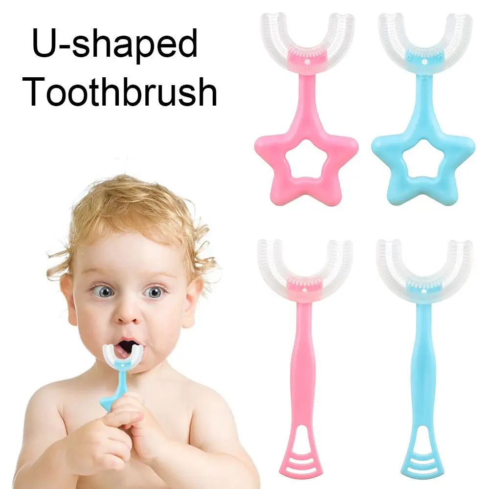 

Мультяшная детская зубная щетка U-образная зубная щетка с ручкой Силиконовая зубная щетка для ухода за полостью рта для малышей возрастом 2-6...