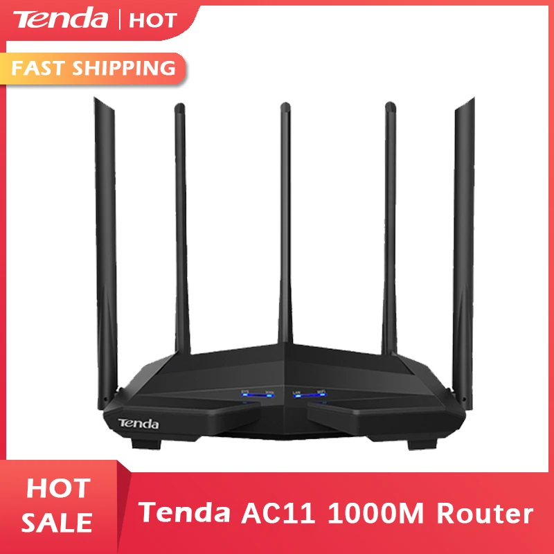 

Беспроводной Wi-Fi-роутер Tenda AC11, 128 Мбит/с, ЦП 1 ГГц, Мб DDR3, гигабитные порты 1WAN + 3lan, антенны с высоким коэффициентом усиления 5*6 дБи, умное управл...