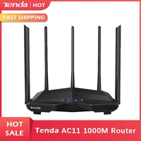 tenda ac11 1200mbps wireless wifi router1ghz cpu128m ddr31wan3lan gigabit ports 56dbi high gain antennas smart app manage