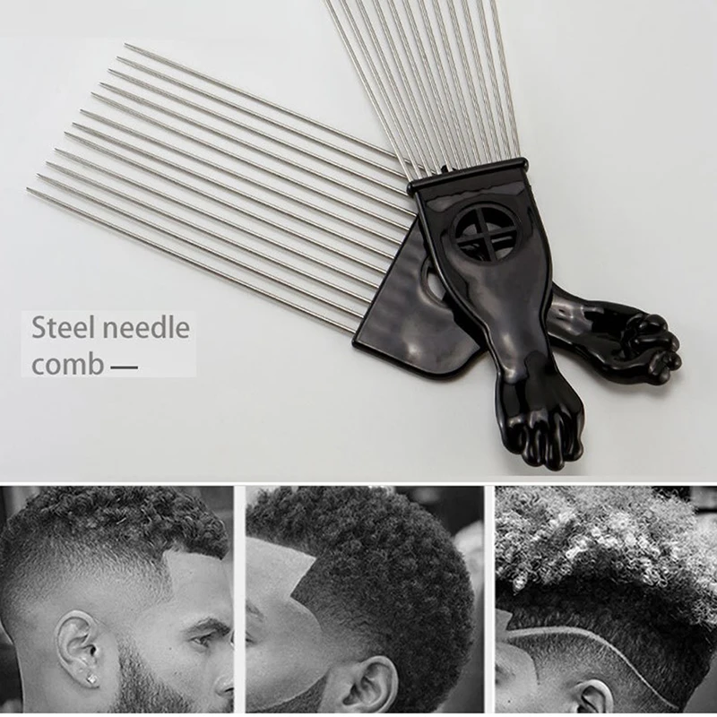 

1pcs Salon Hairdressing Hairstyle Styling Tool Wide Teeth Black Metal Comb African Hair Comb Brush 3 Size