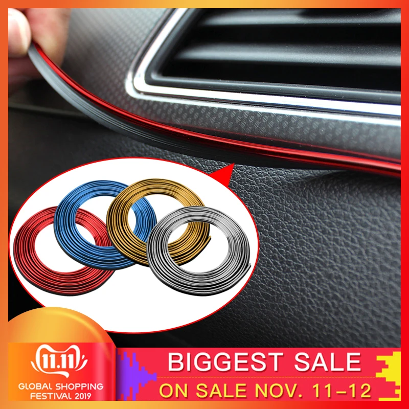 5M Car Styling Interior Decoration Strips Moulding Trim Dashboard Door Edge Universal For Cars Auto Internal Accessories