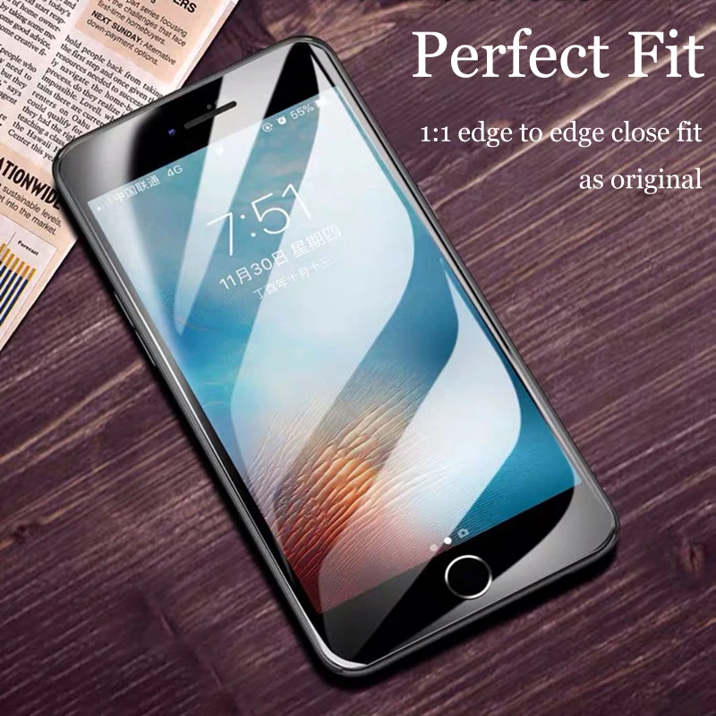 Защитное стекло на весь экран для Iphone Se 2020 8 7 6 s Plus закаленное 11 Pro Xs Max X Xr пленка с