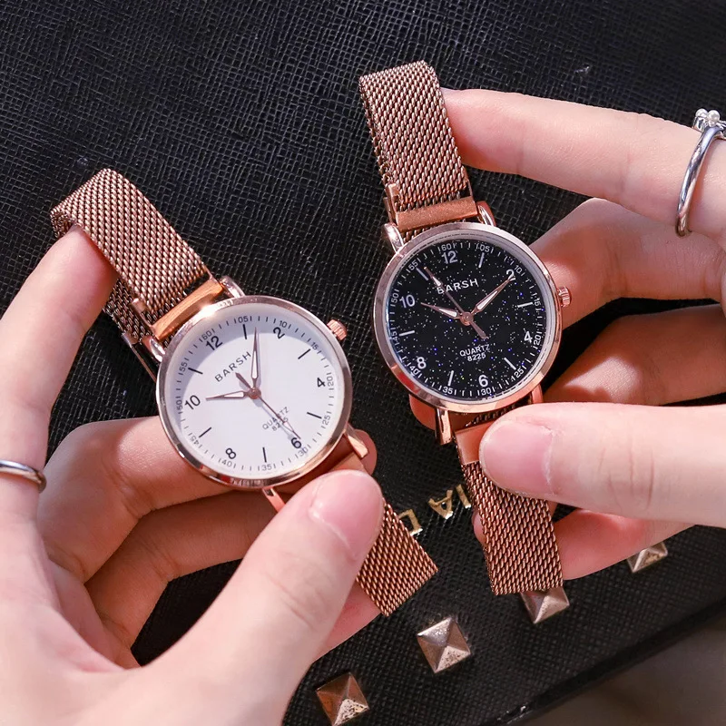 Luxury Starry Sky Dial Women Watches Fashion Rose Gold Silver Magnet Buckle Ladies Quartz Wristwatches Simple Female Watch Gifts top brand luxury starry sky dial quartz wrist watch women fashion mesh band magnet buckle casual watches ladies clock relogio