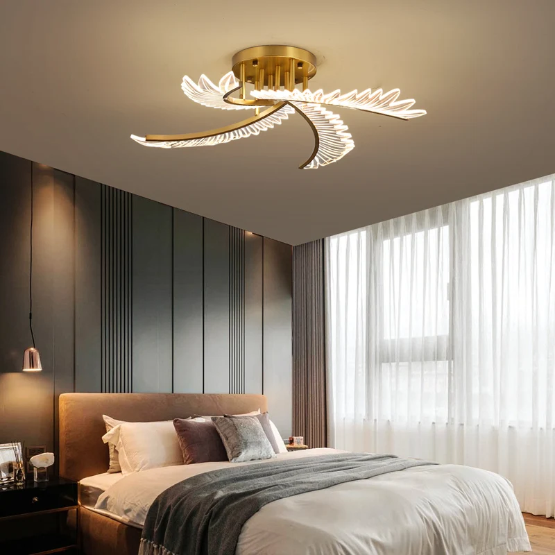 Роскошный креативный медный светильник для спальни люстра романтичные