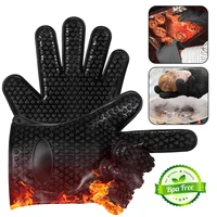 food grade thick heat resistant silicone glove bbq grill gloves kitchen barbecue oven cooking mitts grill baking gloves bbq tool