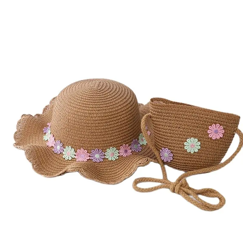 Шапка детская соломенная с широкими полями комплект шапки для пляжа и отдыха